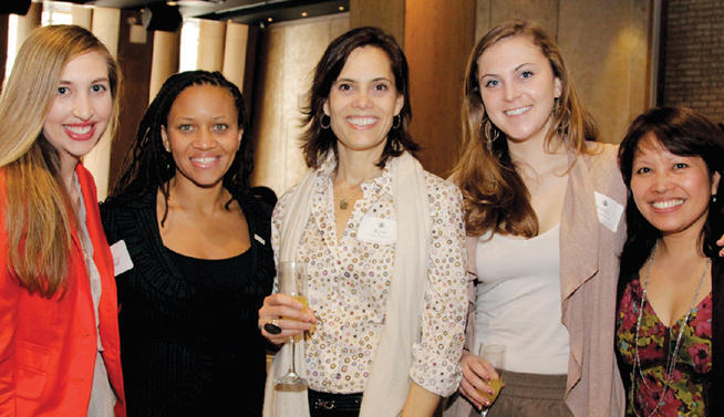 Alumnae share their knowledge and experience with students via the CCW Mentoring Program and through events with speakers such as Sheena Wright ’90, ’94L (second from left), CEO of United Way of NYC.PHOTO: REBECCA CASTILLO ’94, ’06J